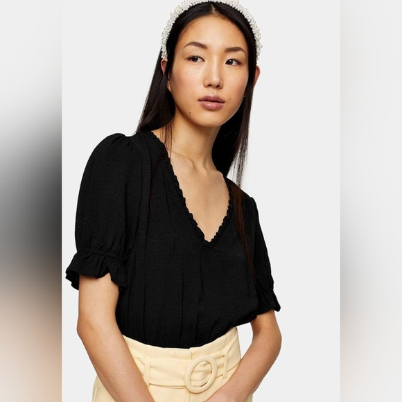 Topshop Morgan Ruffle Trim Peplum Top - Picture 2 of 3